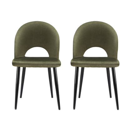 Dining Chairs Set Of 2 Velvet Hollow Green