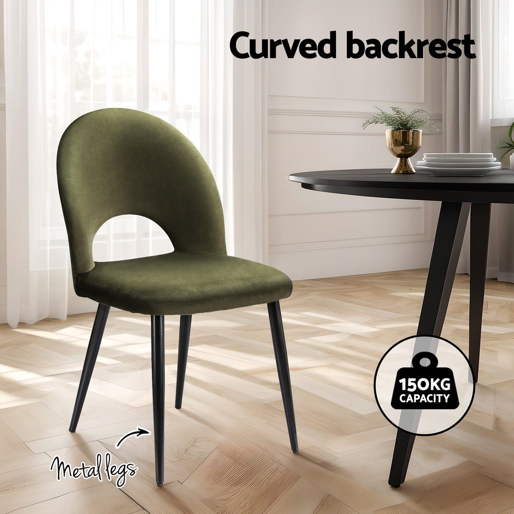 Dining Chairs Set Of 2 Velvet Hollow Green