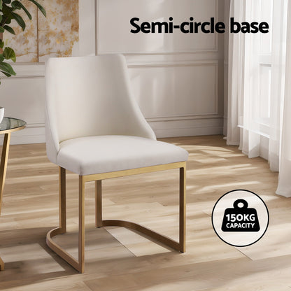 Dining Chairs Set Of 2 Linen Fabric Frame Beige