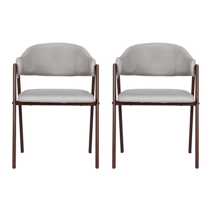 Dining Chairs Grey Linen Fabric Set Of 2 Nadi
