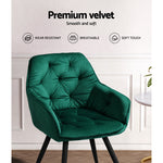 Dining Chairs Set Of 2 Velvet Diamond Tufted Armchair Green