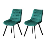Set of 2 Reith Dining Chairs Kitchen Cafe Chairs Velvet Upholstered Green