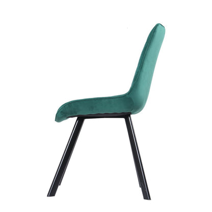 Set of 2 Reith Dining Chairs Kitchen Cafe Chairs Velvet Upholstered Green