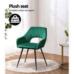 Set of 2 Caitlee Dining Chairs Kitchen Chairs Velvet Upholstered Green