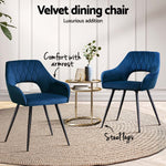Dining Chairs Set of 4 Velvet Hollow Armchair Blue