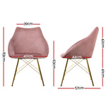 Set of 2 Valisa Dining Chairs Kitchen Chairs Upholstered Velvet Pink
