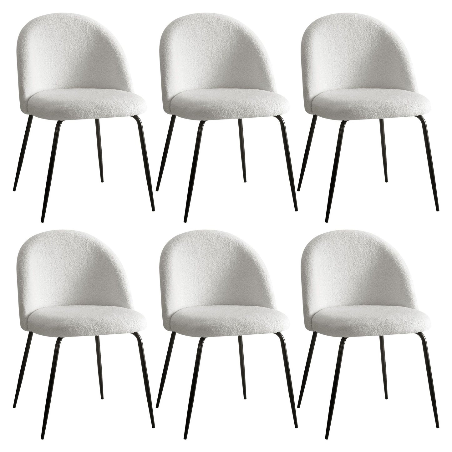 Boucle Dining Chairs Set of 6 Sherpa White | HomeAndLiving - 8