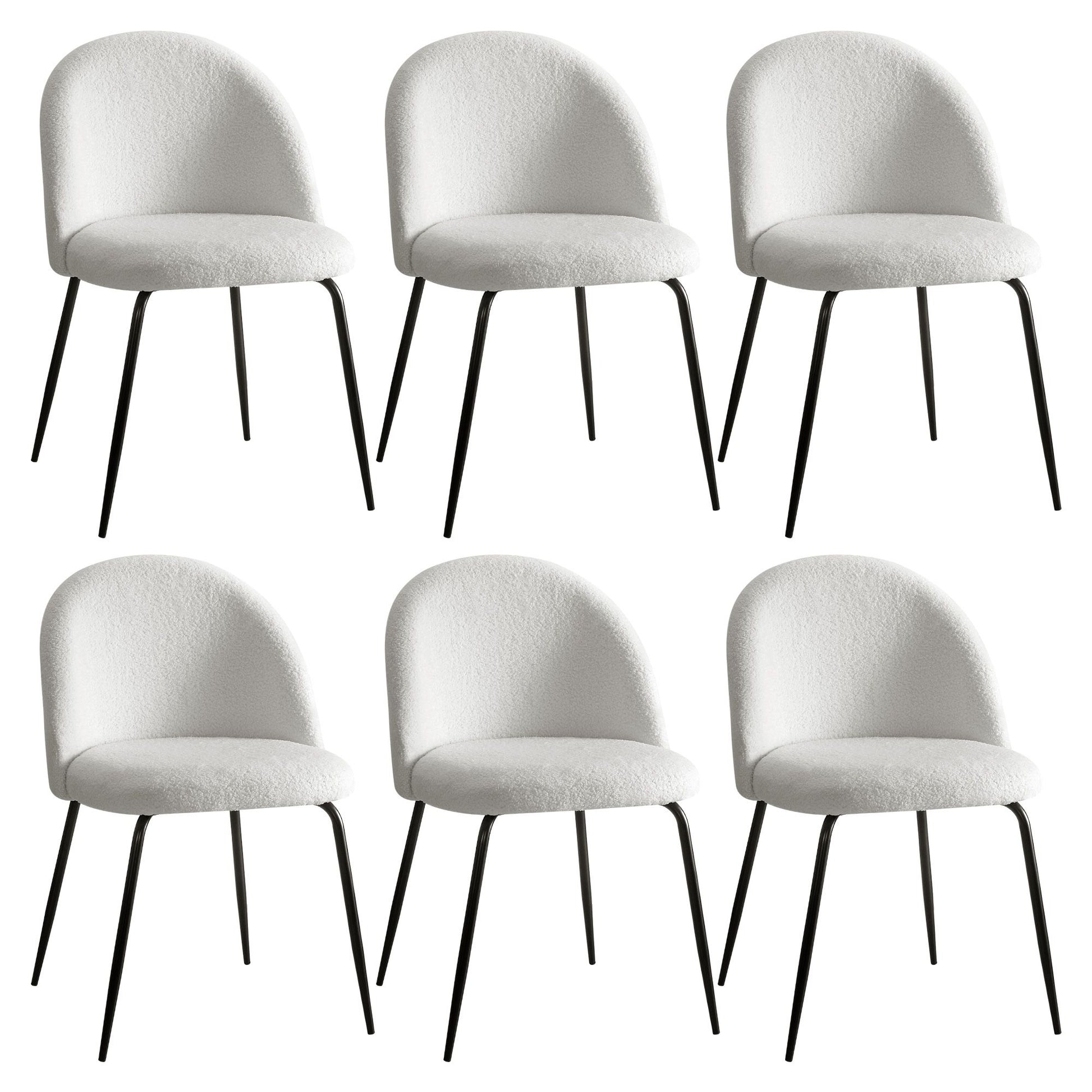 Boucle Dining Chairs Set of 6 Sherpa White | HomeAndLiving - 8