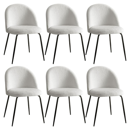 Boucle Dining Chairs Set of 6 Sherpa White | HomeAndLiving - 8