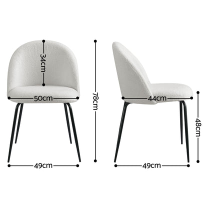 Boucle Dining Chairs Set of 6 Sherpa White | HomeAndLiving - 2