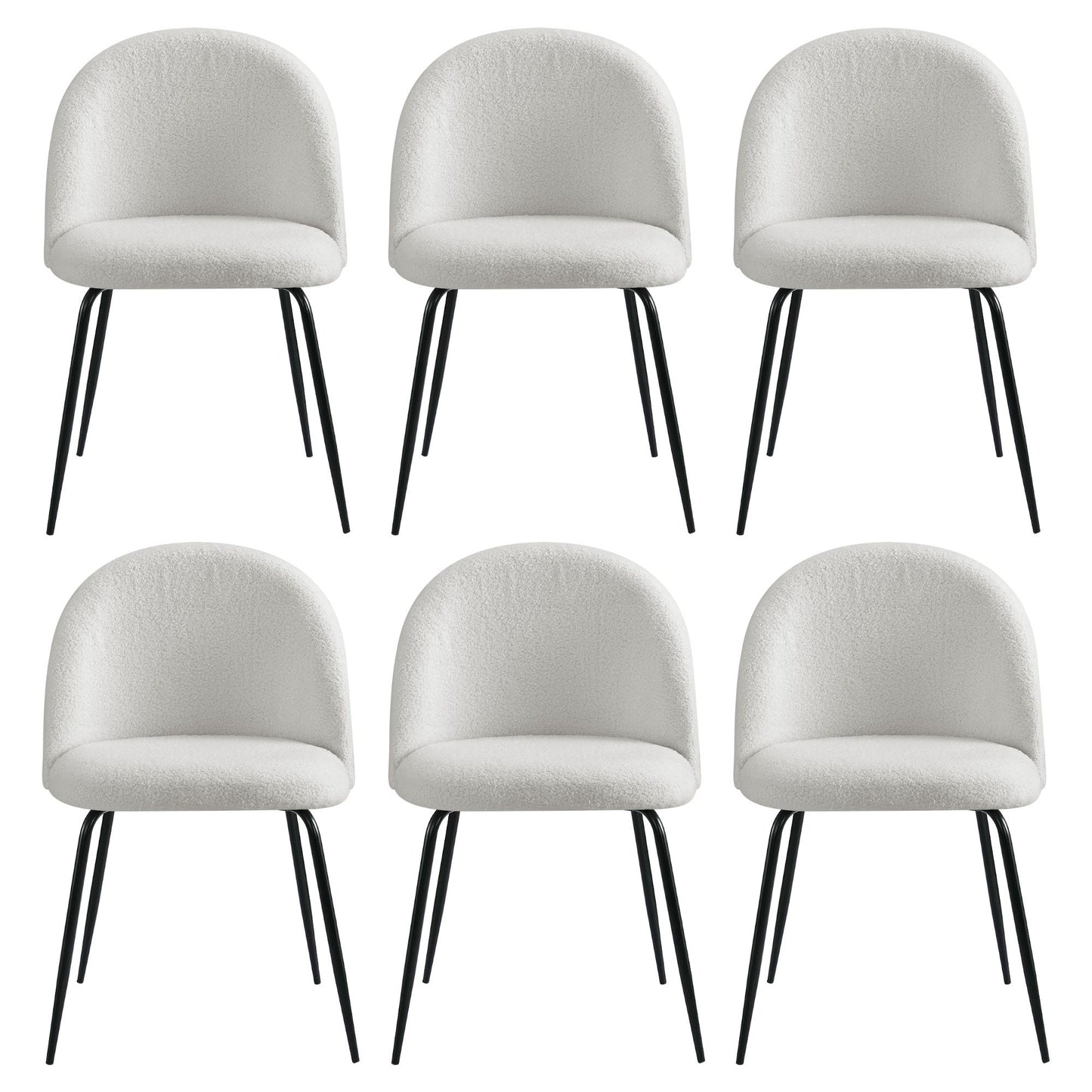 Boucle Dining Chairs Set of 6 Sherpa White | HomeAndLiving - 9