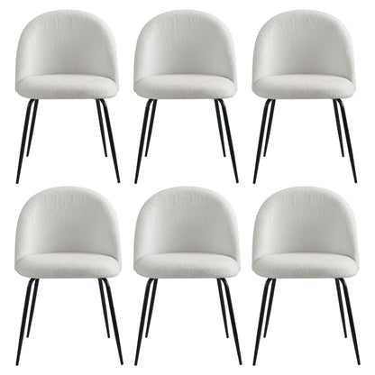 Boucle Dining Chairs Set of 6 Sherpa White | HomeAndLiving - 9