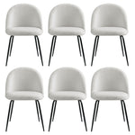 Boucle Dining Chairs Set of 6 Sherpa White | HomeAndLiving