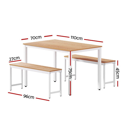 3PC Dining Table and Chairs Set Metal Kitchen