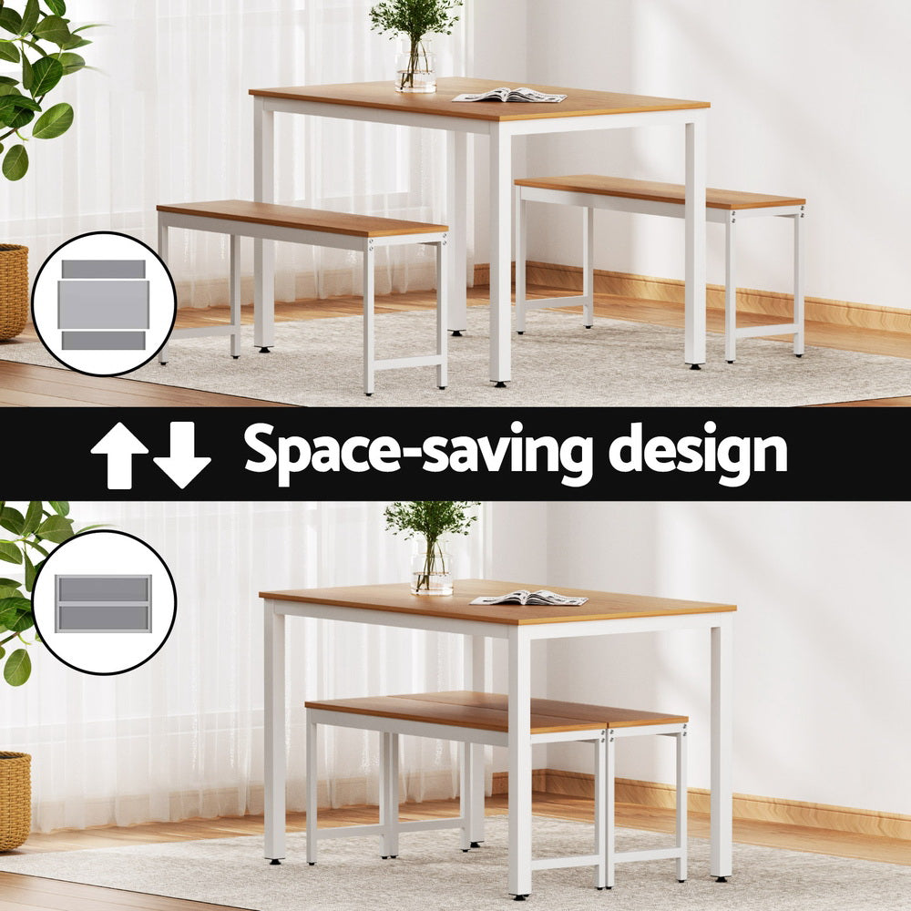 3PC Dining Table and Chairs Set Metal Kitchen