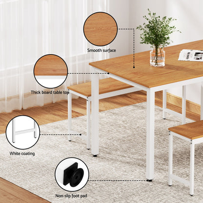 3PC Dining Table and Chairs Set Metal Kitchen