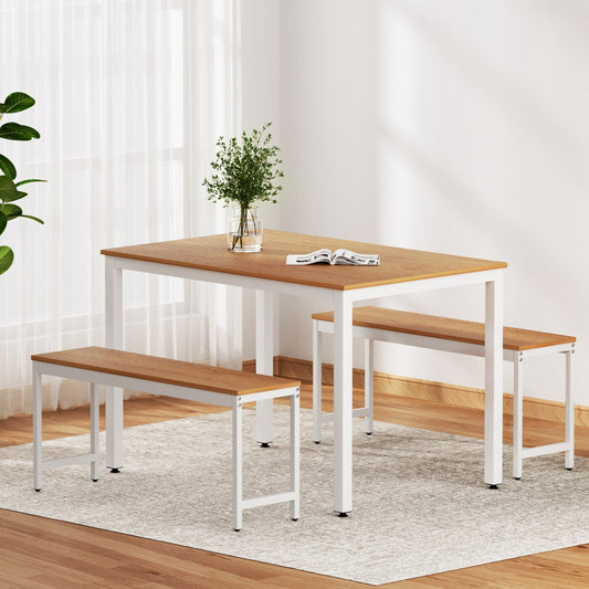 3PC Dining Table and Chairs Set Metal Kitchen