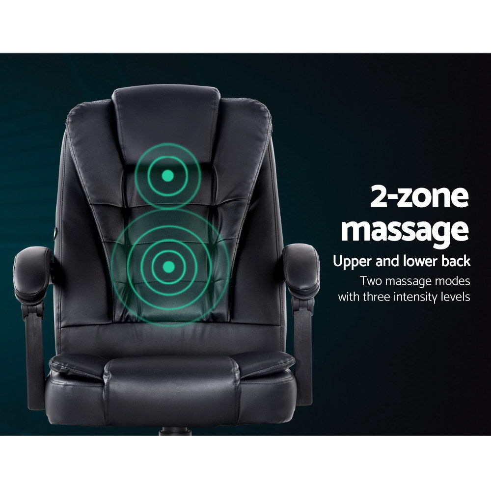 2 Point Massage Office Chair Leather Black