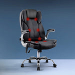 8 Point Massage Office Chair Pu Leather Black