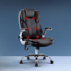 8 Point Massage Office Chair Pu Leather Black