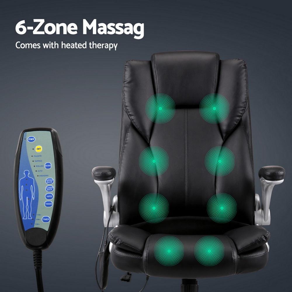 8 Point Massage Office Chair Pu Leather Black