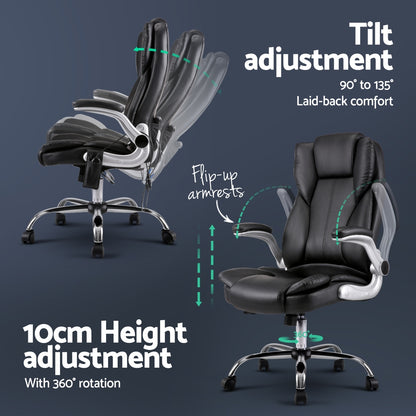 8 Point Massage Office Chair Pu Leather Black