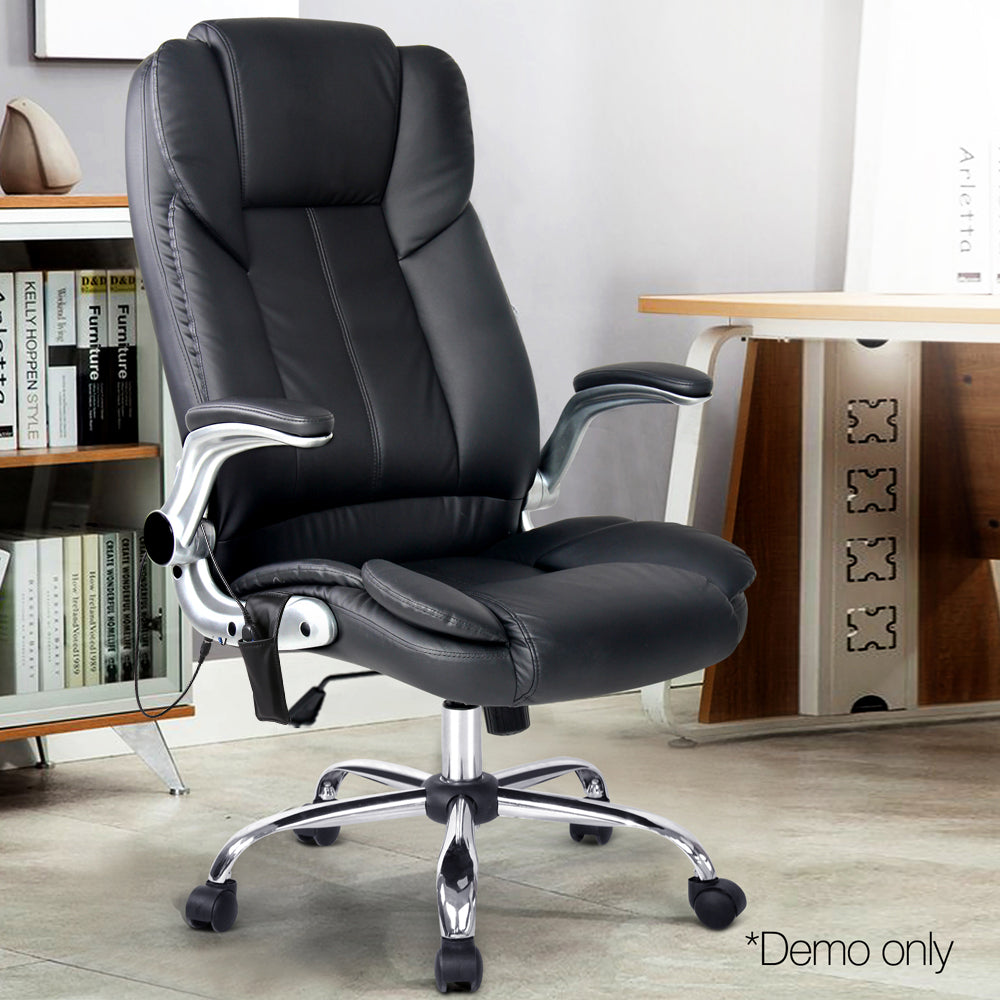 8 Point Massage Office Chair Pu Leather Black