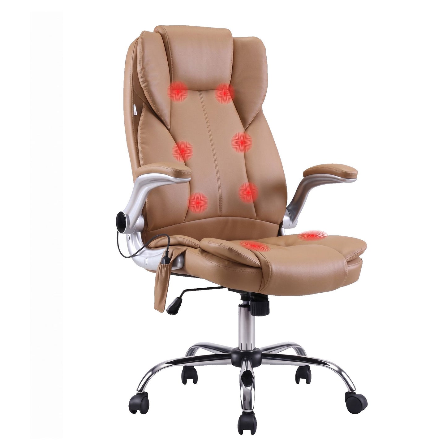 8 Point Massage Office Chair Pu Leather Espresso