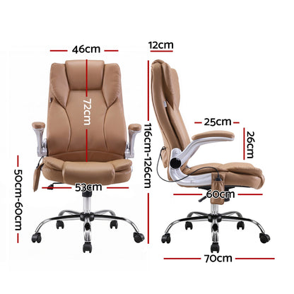 8 Point Massage Office Chair Pu Leather Espresso
