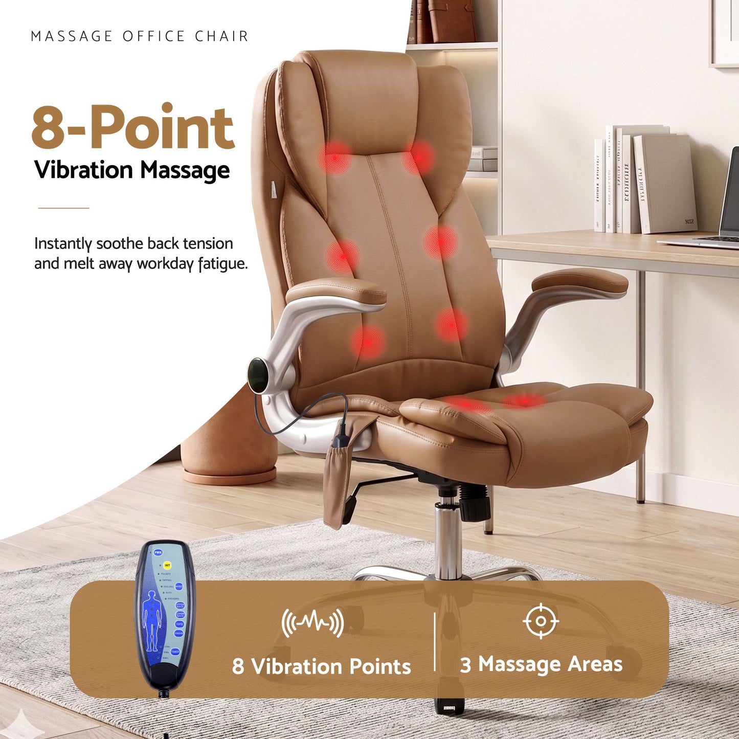 8 Point Massage Office Chair Pu Leather Espresso