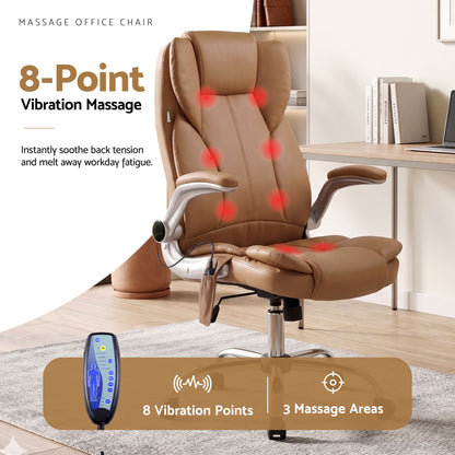 8 Point Massage Office Chair Pu Leather Espresso