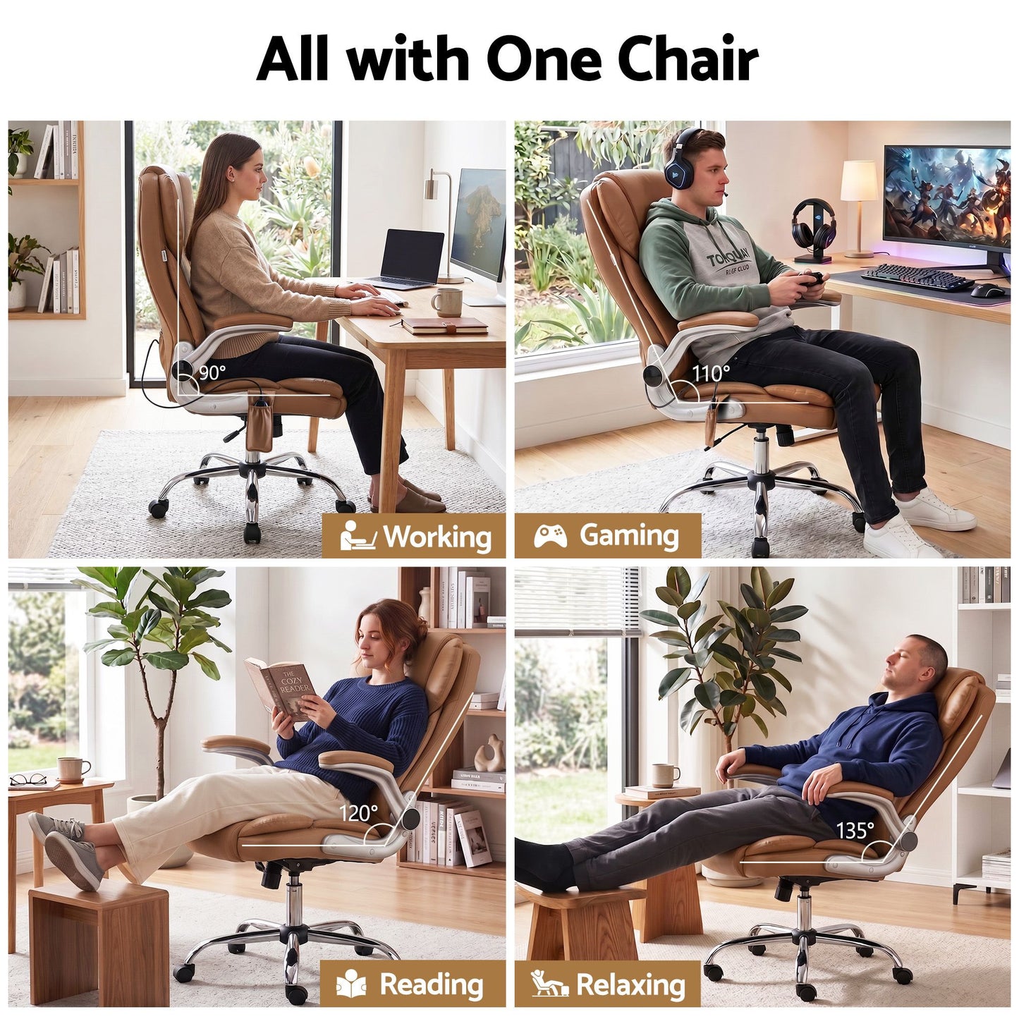 8 Point Massage Office Chair Pu Leather Espresso