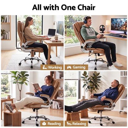8 Point Massage Office Chair Pu Leather Espresso