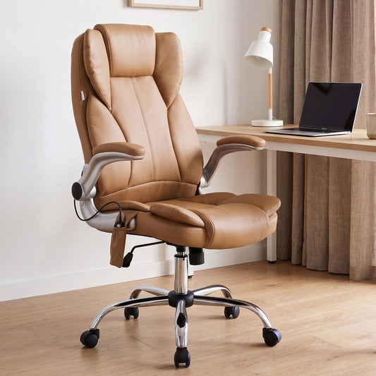 8 Point Massage Office Chair Pu Leather Espresso