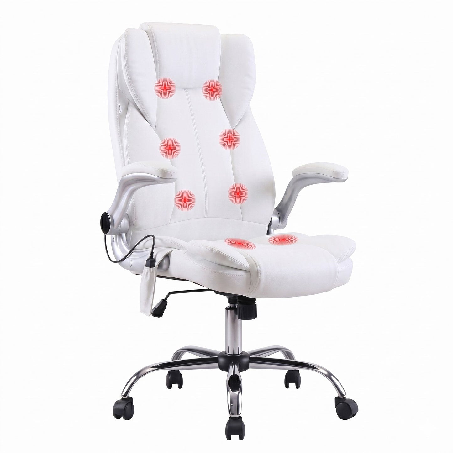 8 Point Massage Office Chair Pu Leather White
