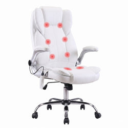 8 Point Massage Office Chair Pu Leather White