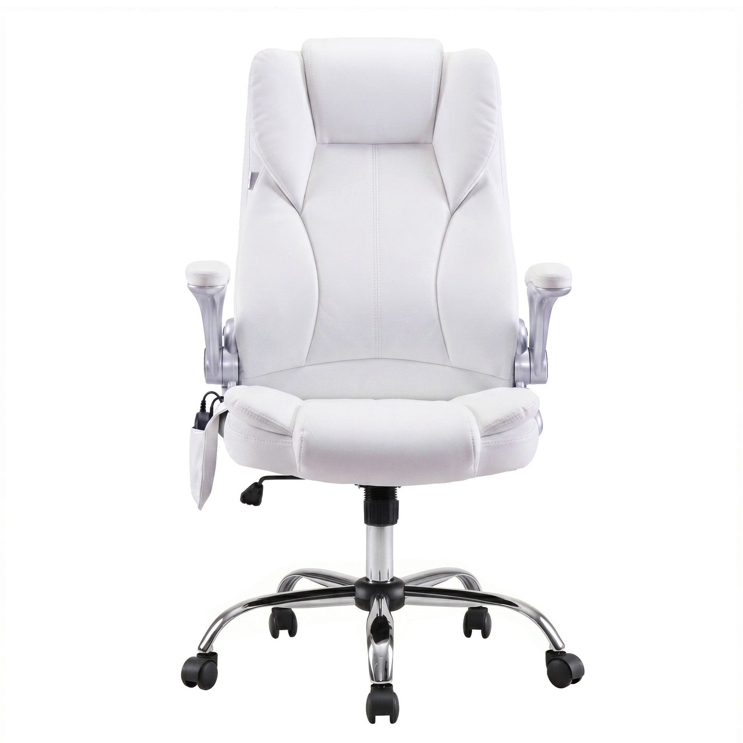 8 Point Massage Office Chair Pu Leather White