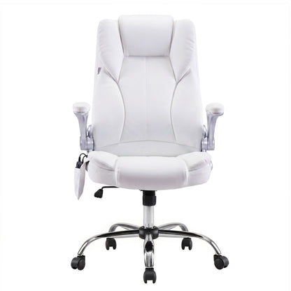 8 Point Massage Office Chair Pu Leather White