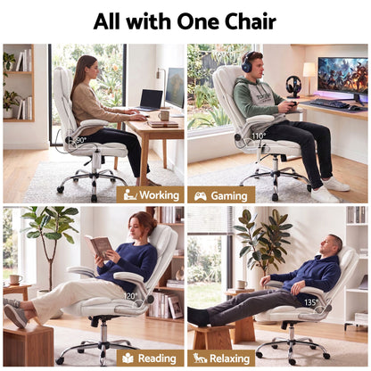 8 Point Massage Office Chair Pu Leather White