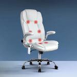 8 Point Massage Office Chair Pu Leather White