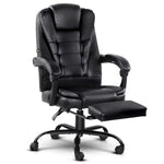 2 Point Massage Office Chair Pu Leather Footrest Black