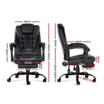 2 Point Massage Office Chair Pu Leather Footrest Black