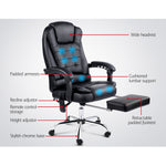 8 Point Massage Office Chair Pu Leather Footrest Black