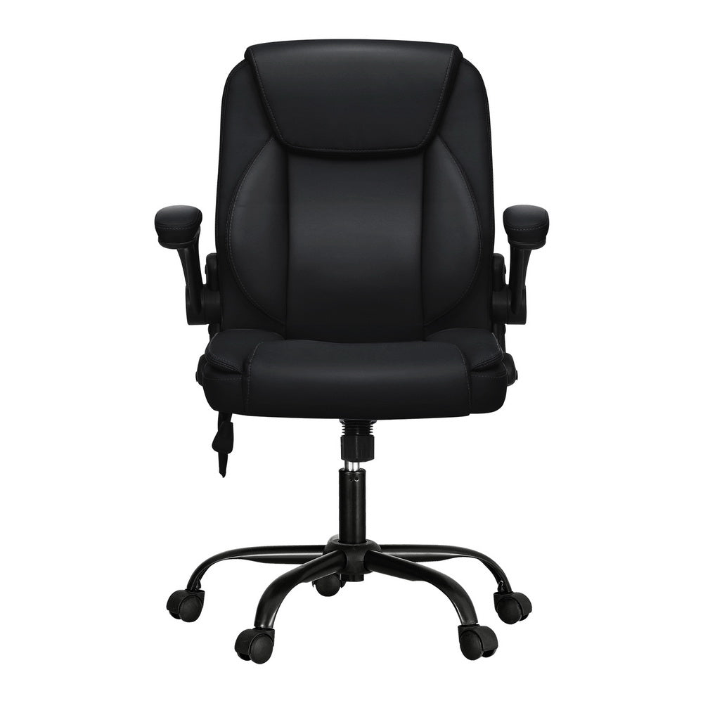 2 Point Massage Office Chair Leather Mid Back Grey/Sand/Black