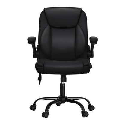 2 Point Massage Office Chair Leather Mid Back Grey/Sand/Black