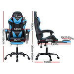 2 Point Massage Gaming Office Chair Footrest Cyan Blue