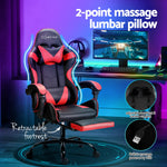 2 Point Massage Gaming Office Chair Footrest Cyan Blue