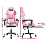 2 Point Massage Gaming Office Chair Footrest Grey/Pink