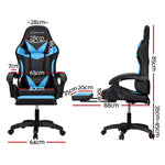 6 Point Massage Gaming Office Chair 7 LED Footrest Blue