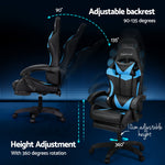 6 Point Massage Gaming Office Chair 7 LED Footrest Blue